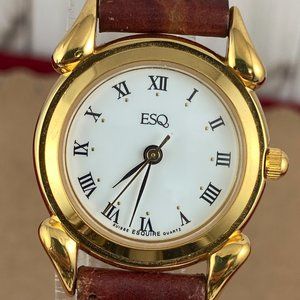Fabulous Movado ESQ Watch Sculptured Lugs White Face Roman Numerals
